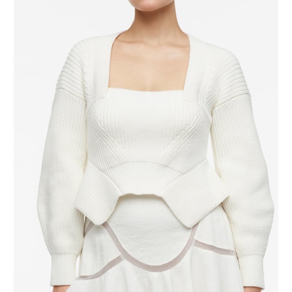 ZARA LIMITED EDITION 100% COTTON SQUARED NECK SWEATER - Picture 8 of 13